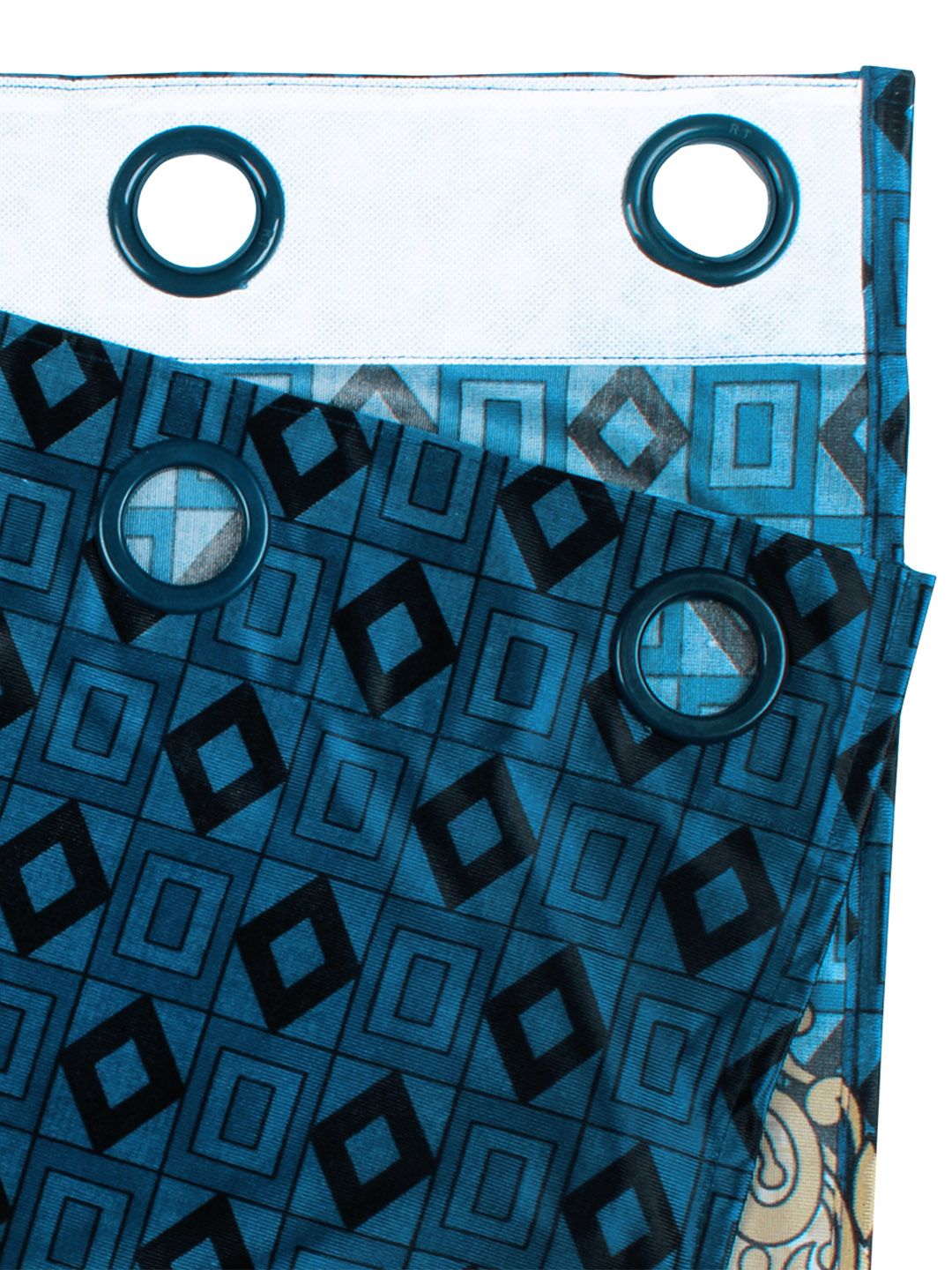 Story@home Blue & Brown 2 Pieces Ethnic Motifs Window Curtain