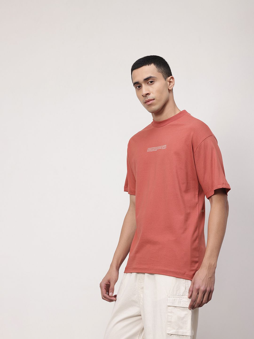 ether Zen Cotton Printed Drop-Shoulder Sleeves Relaxed Fit T-shirt