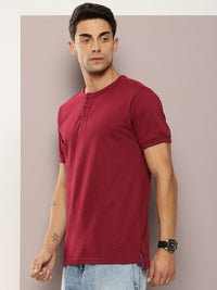 DILLINGER Men Henley Neck Honeycomb Structure T-shirt