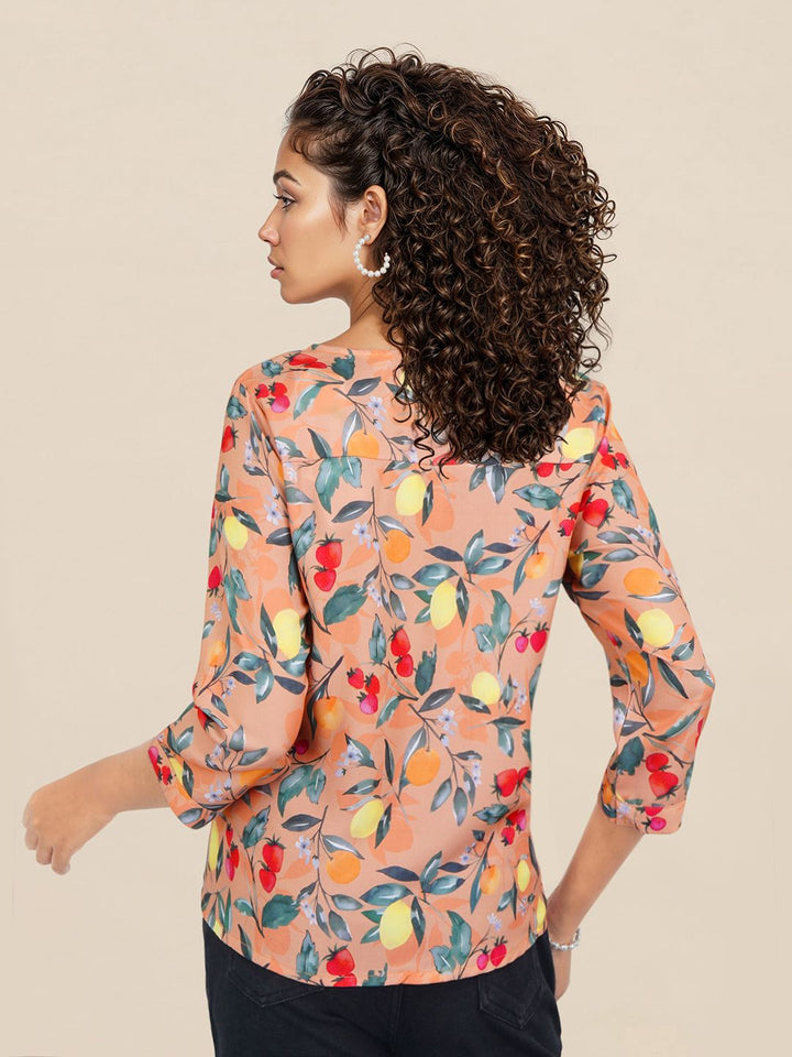 DressBerry Tropical Print A-Line Top