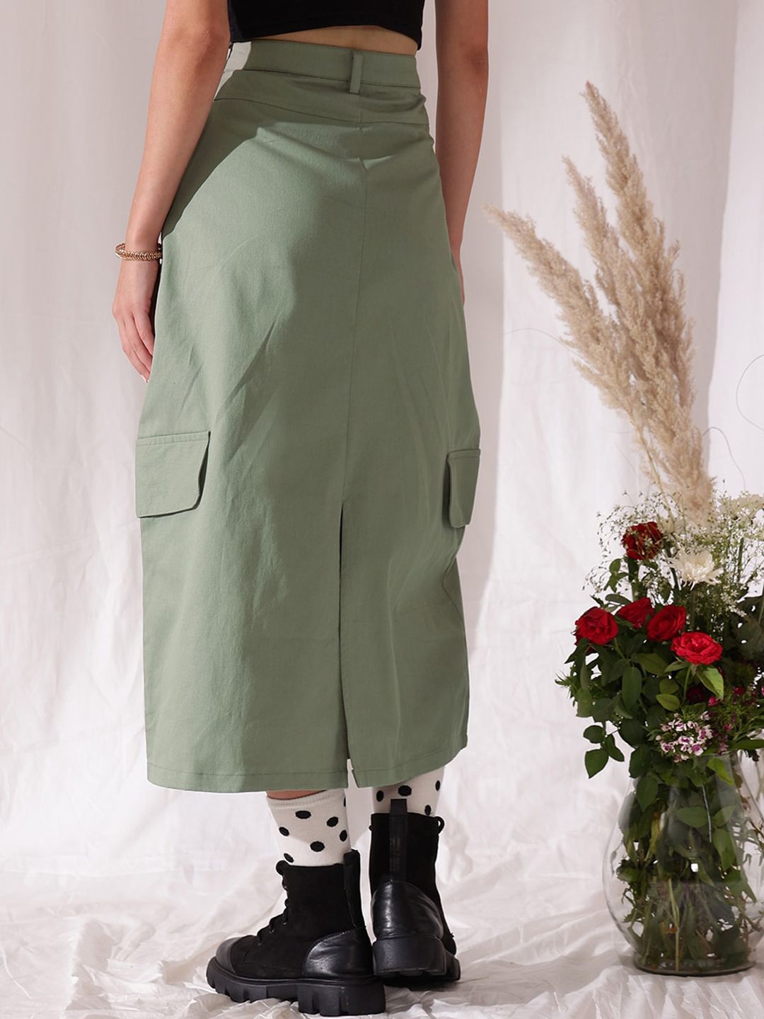 STREET 9 Pure Cotton Straight Midi Skirt