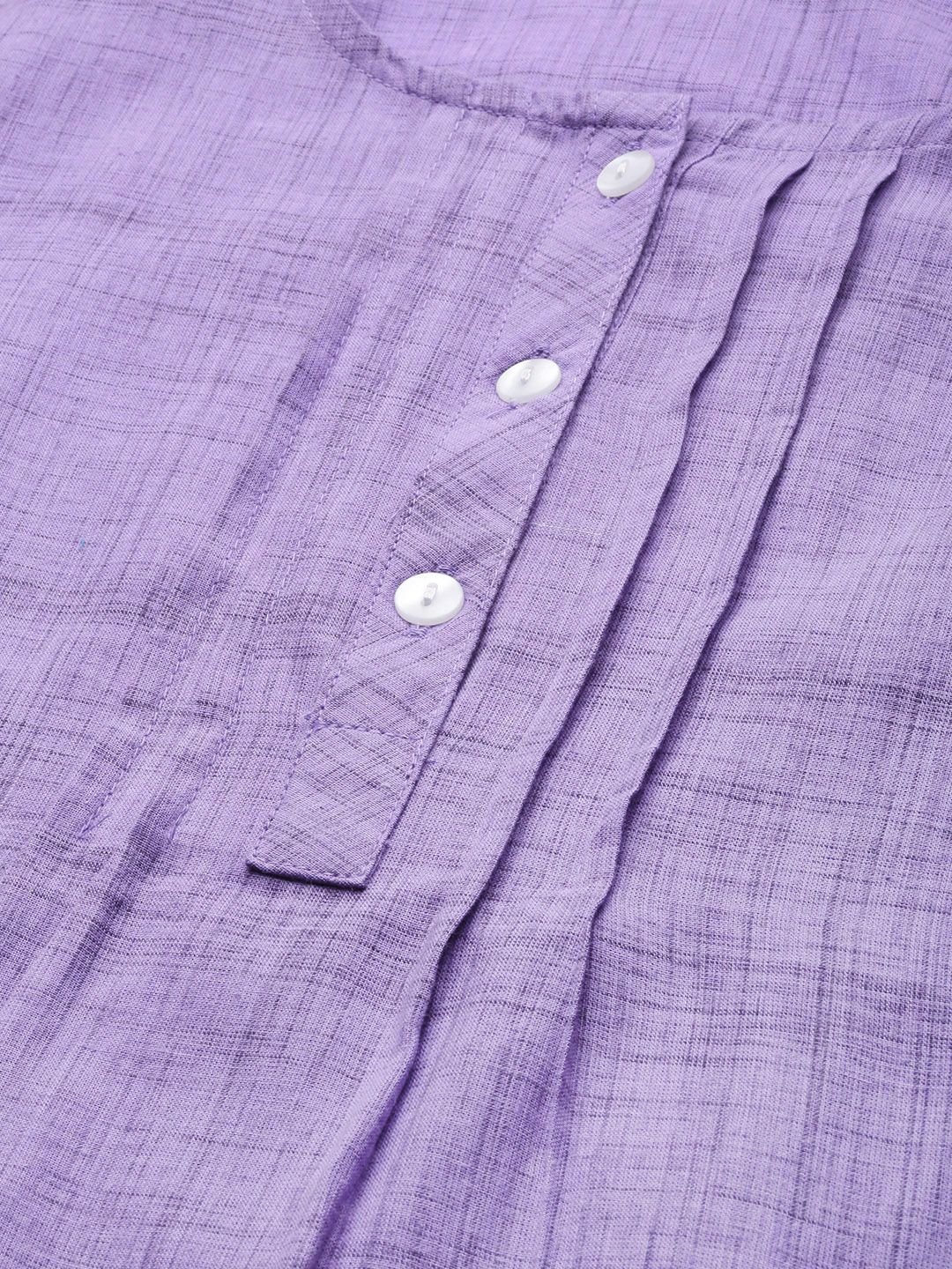 Anouk Women Lavender Woven Design Pure Cotton Kurta