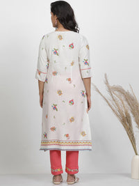 W Floral Printed Keyhole Neck Regular Kurta with Trousers