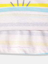 Happy Faces Girls Striped & Typography Printed Pure Cotton T-shirt