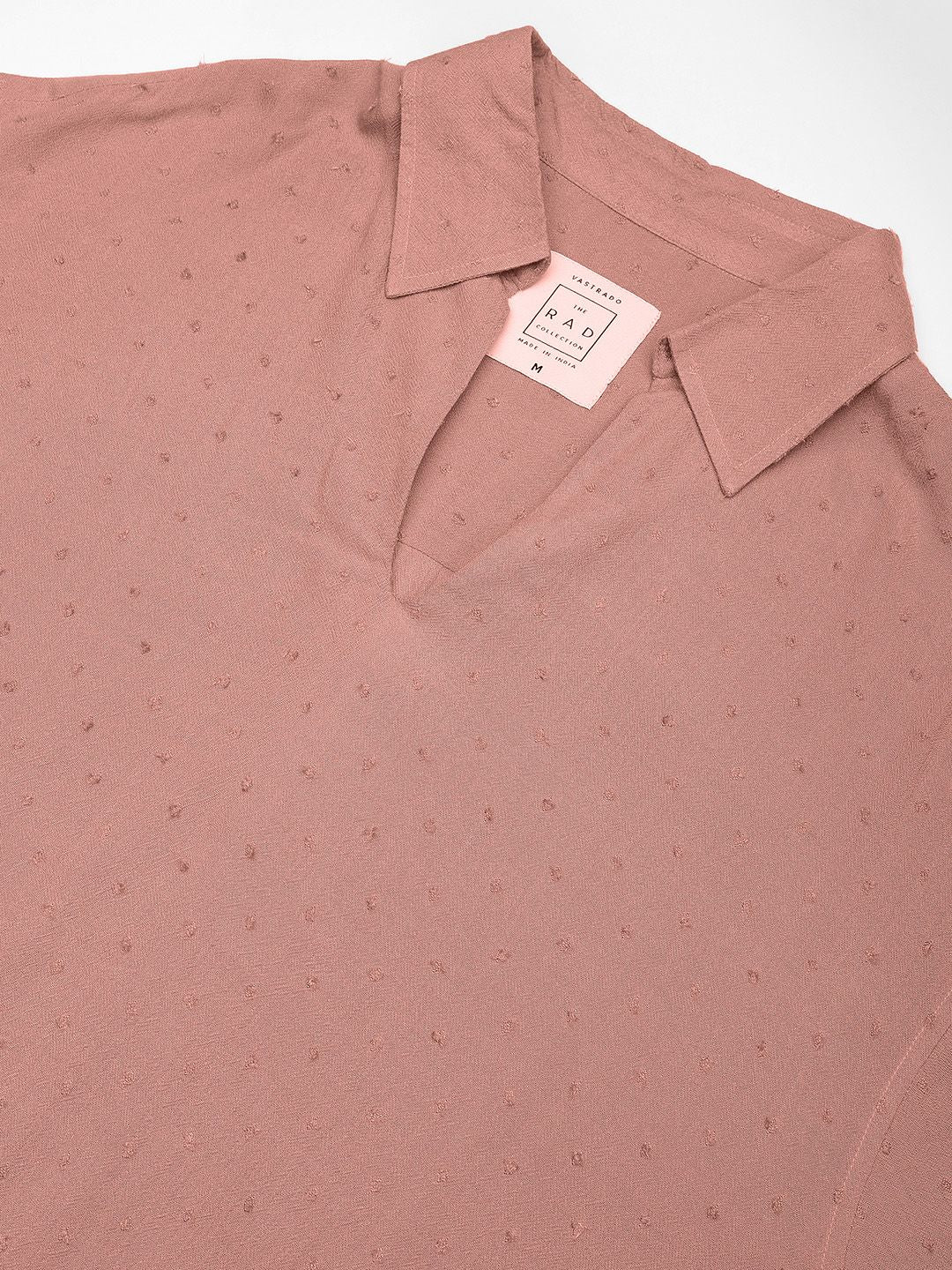 VASTRADO Men Classic Spread Collar Textured Cotton Relaxed Fit Casual Shirt