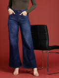 all about you Women Wide Leg Light Fade Stretchable Jeans