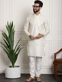 SOJANYA Ethnic Motifs Woven Design Mandarin Collar Long Sleeves Straight Kurta
