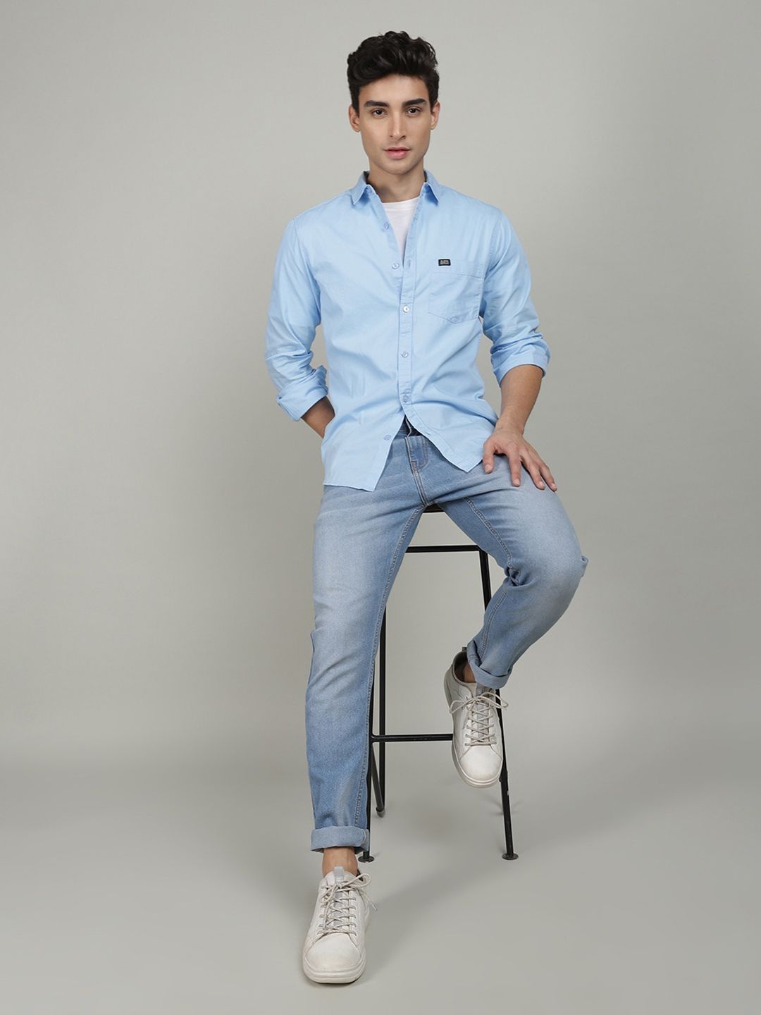 The Indian Garage Co Men Blue Comfort Cotton Casual Shirt