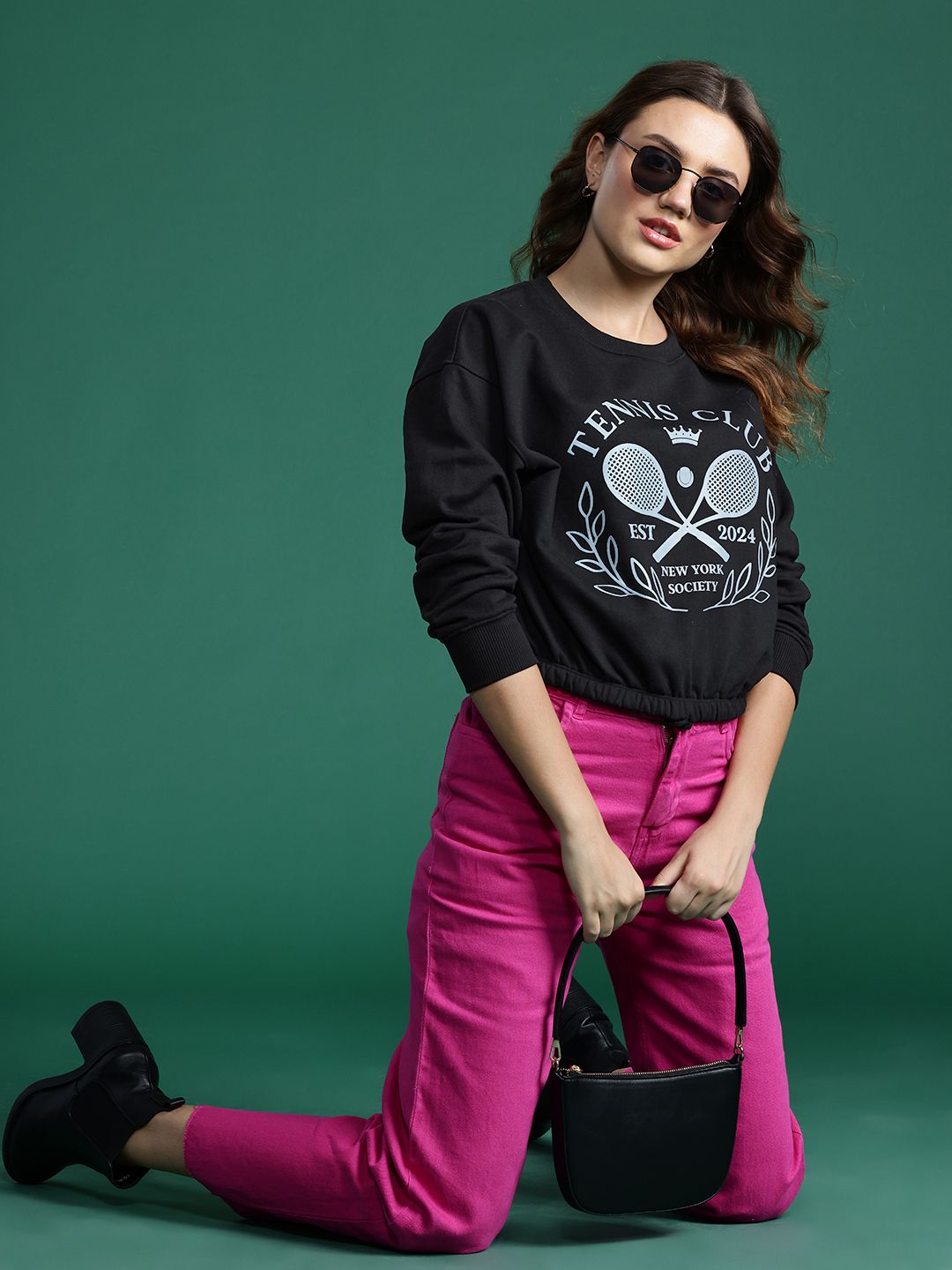 DressBerry Printed Drop-Shoulder Sleeves Sweatshirt