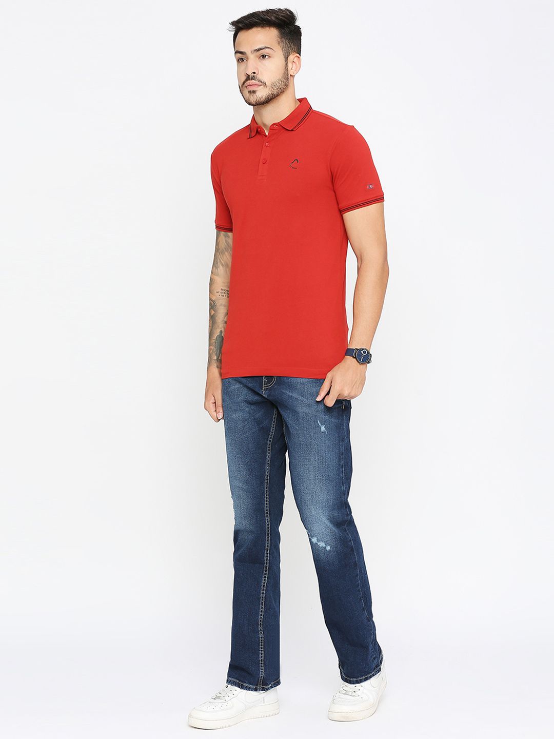 Being Human Men Red Polo Collar T-shirt