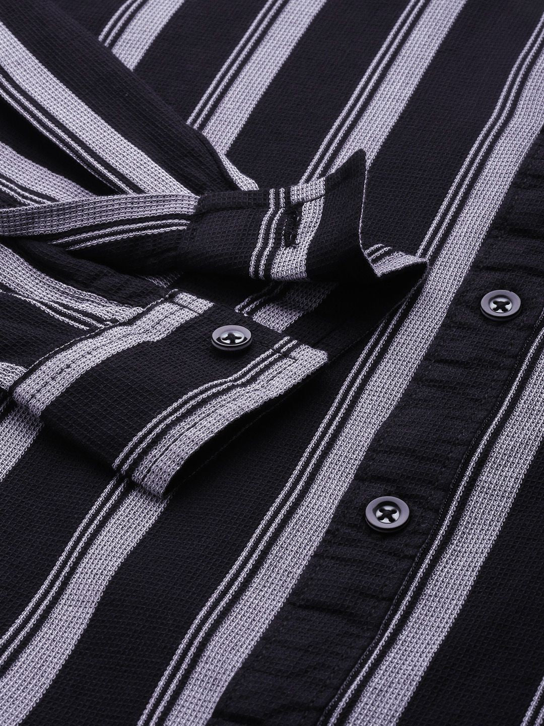 The Indian Garage Co Pure Cotton Slim Fit Opaque Striped Casual Shirt