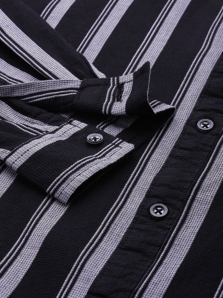 The Indian Garage Co Pure Cotton Slim Fit Opaque Striped Casual Shirt