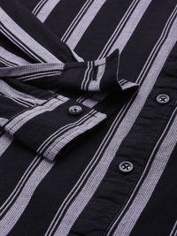 The Indian Garage Co Pure Cotton Slim Fit Opaque Striped Casual Shirt