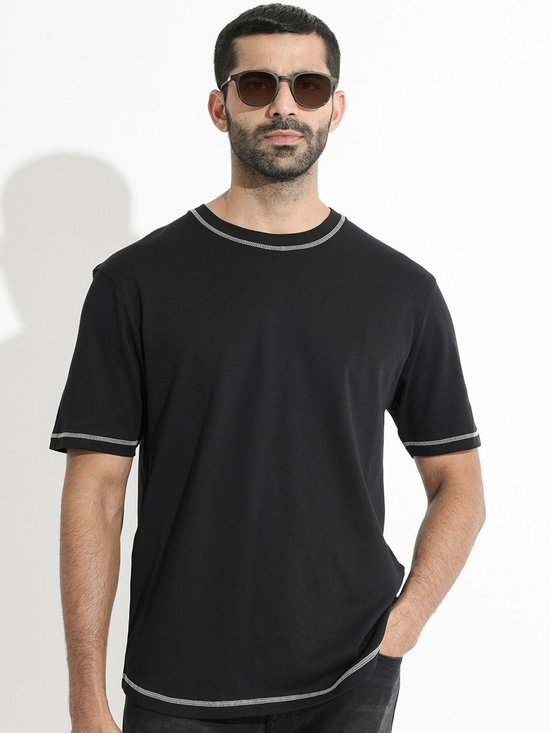 RARE RABBIT Men Rings-4 Slim Fit Solid Polo Collar Pure Cotton T-Shirt
