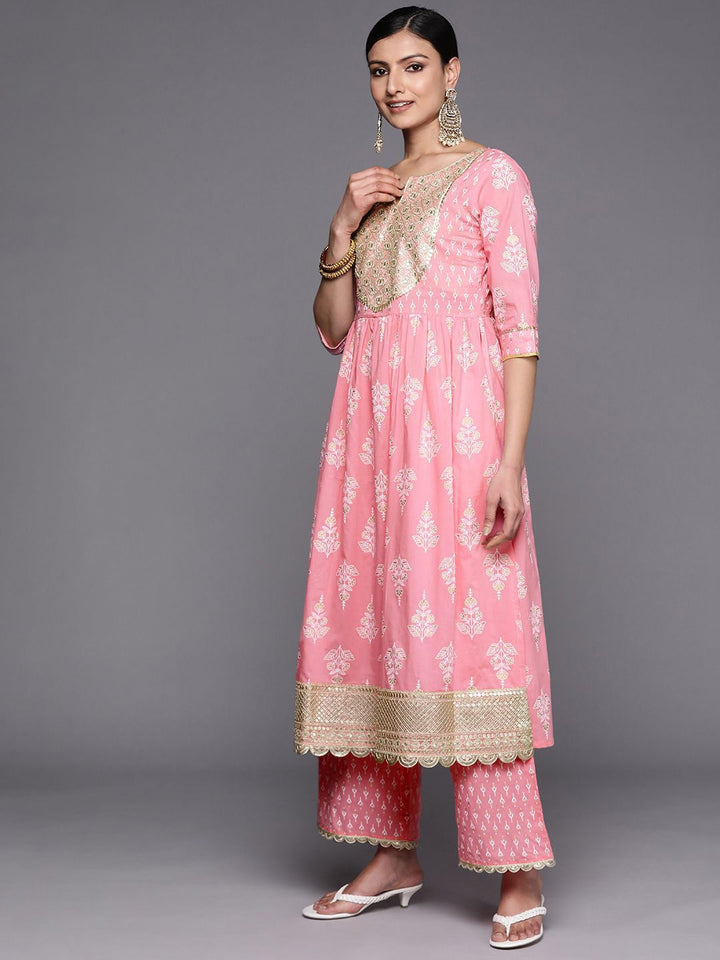 Libas Ethnic Motifs Printed Thread Work Anarkali Kurta With Palazzos & Dupatta