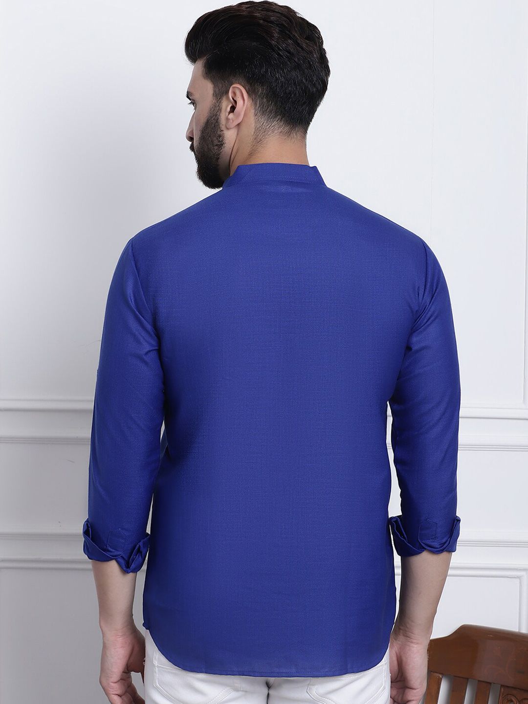 SOJANYA Mandarin Collar Roll Up Sleeves Kurta
