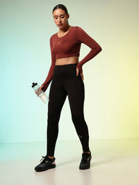 HRX by Hrithik Roshan Rapid Dry Active Goddess Thumb Hole Detail Training Crop T-shirt