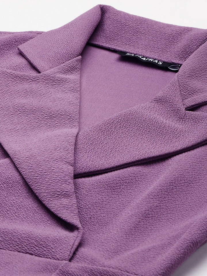 SASSAFRAS Lavender Notch Collar Belted Dress