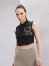 HRX by Hrithik Roshan Typography Print Racerback Half Zipper Running T-shirt