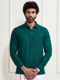 VASTRAMAY Premium Sequinned Embellished Ethnic Shirt