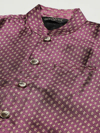 SOJANYA Men Black Chikankari Pure Cotton Kurta with Churidar & Nehru Jacket