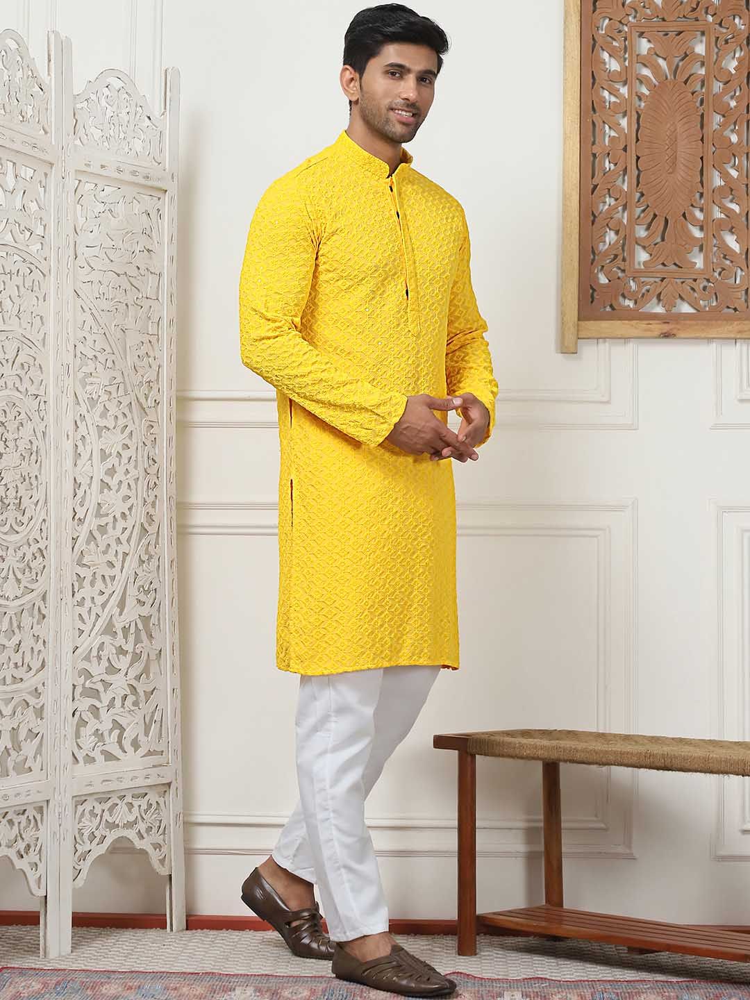 Anouk Ethnic Motifs Embroidered Sequinned Kurta with Pyjamas