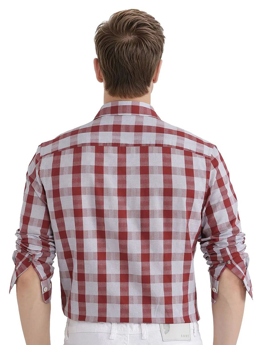 RARE RABBIT Comfort Spread Collar Checked Pure Cotton Casual Shirt