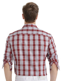 RARE RABBIT Comfort Spread Collar Checked Pure Cotton Casual Shirt