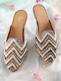 House of Pataudi Leather Embellished Ethnic Mules