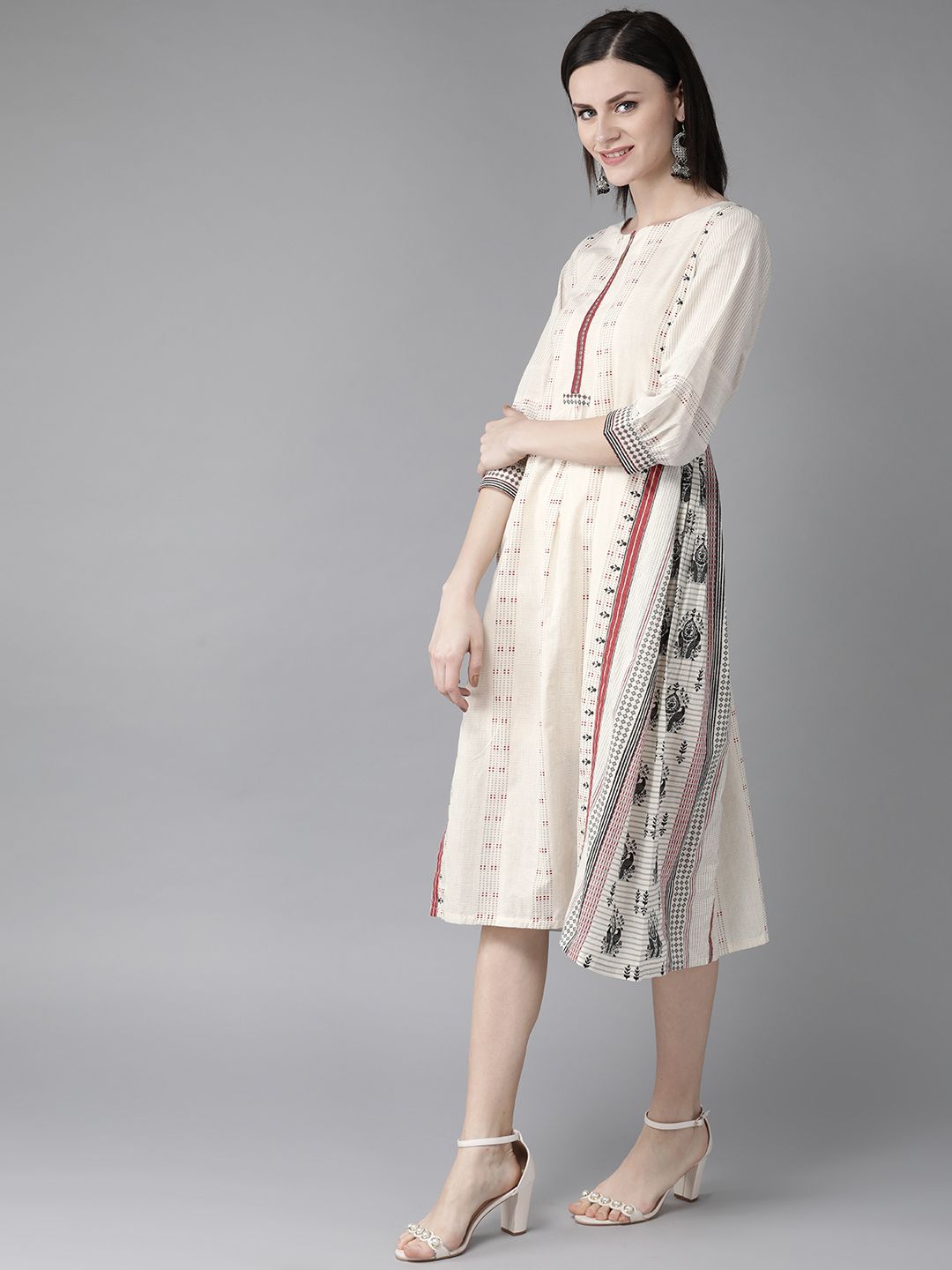 W Printed A-Line Cotton Dress
