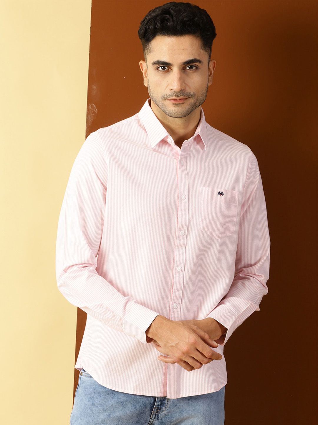 Thomas Scott Smart Slim Fit Vertical Stripes Pure Cotton Casual Shirt