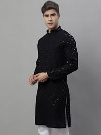 Jompers Mandarin Collar Ethnic Motifs Chikankari Sequined Kurta