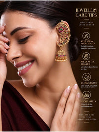 PANASH Gold-Plated Cubic Zirconia Studded Contemporary Jhumkas Earrings