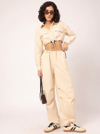 DressBerry Street Smart Styles Crop Shirt & Parachute Pants Co-Ords