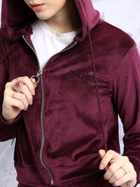 Tokyo Talkies Maroon Hooded Sweatshirt With Trousers