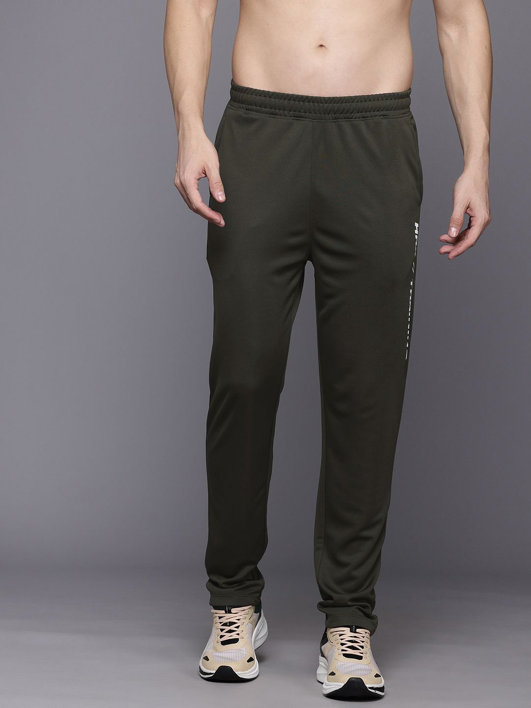 HRX by Hrithik Roshan Men Brand Logo Printed Detail MidRise Rapid-Dry Training Track Pants