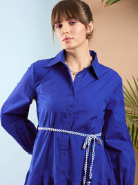Sassafras Puff Lengan Pakaian Kapas Belted