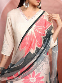 Vishudh Floral Printed Pure Cotton Straight Kurta & Trousers With Dupatta