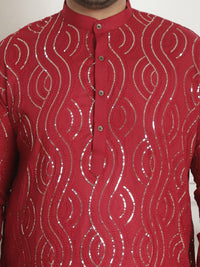SOJANYA PLUS PLus Size Ethnic Motifs Embroidered Band Collar Long Sleeves Straight Kurta