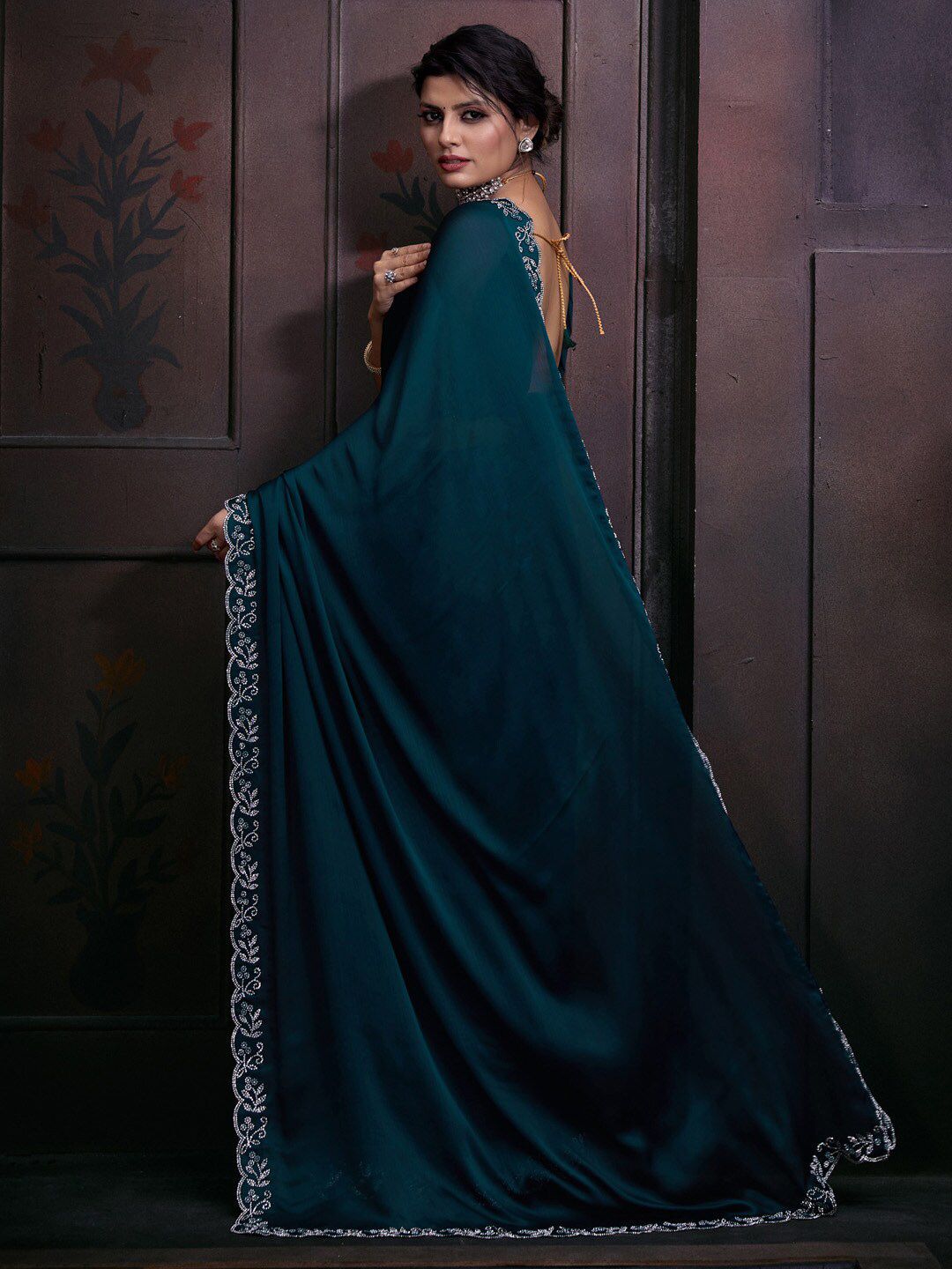 Saree mall Bead & Stones Pure Chiffon Saree