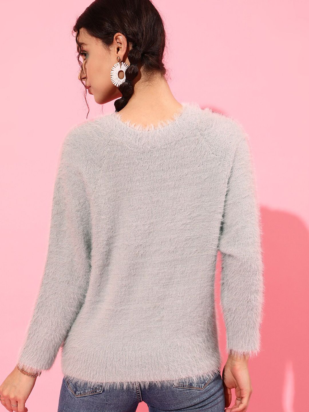 STREET 9 Women Grey Typography Sweater