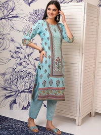 Vishudh Floral Printed Regular Pure Cotton Straight Kurta with Trousers & Dupatta