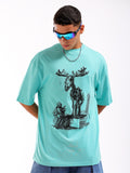 The Indian Garage Co Men Pure Cotton Graphic Printed Oversized Round Neck T-shirt