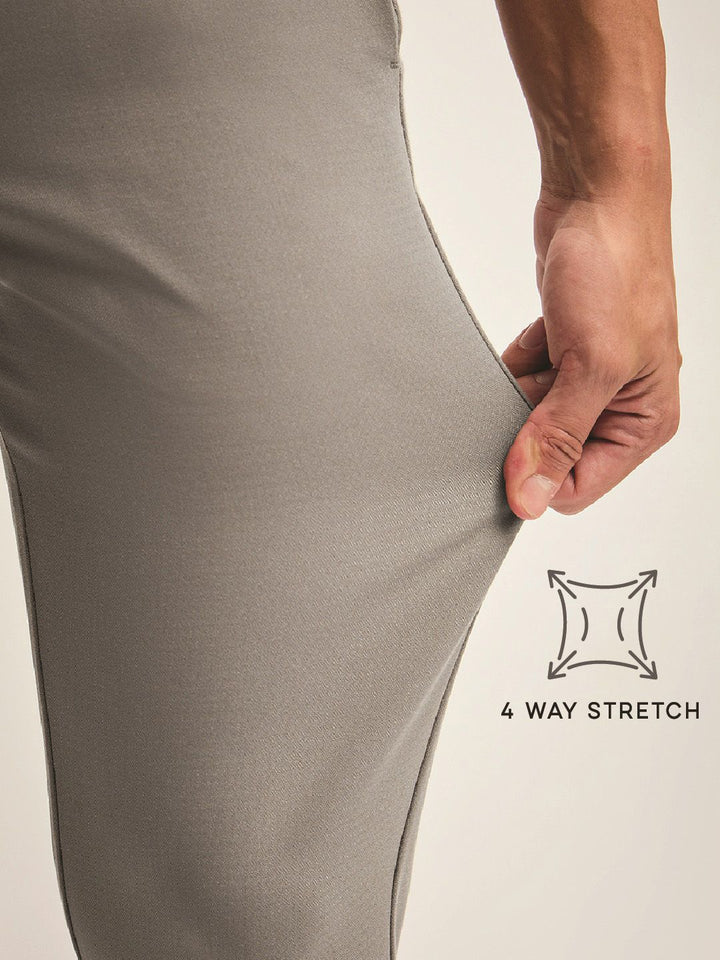 THE BEAR HOUSE Men Solid 4 Way Stretch Formal Trouser