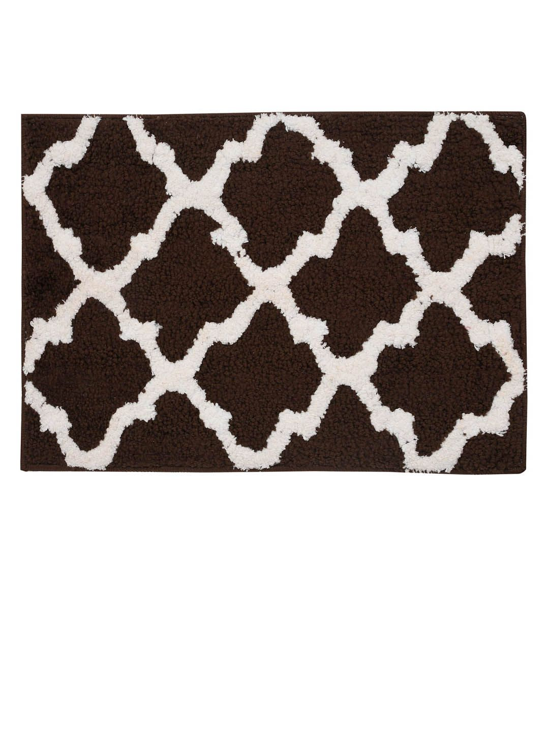 HOSTA HOMES Set Of 2 Coffee Brown & White Patterned Anti-Skid Doormats