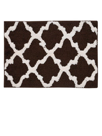 HOSTA HOMES Set Of 2 Coffee Brown & White Patterned Anti-Skid Doormats