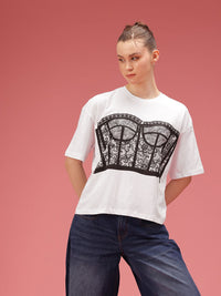 DressBerry Pure Cotton Graphic Printed Relaxed Fit T-shirt