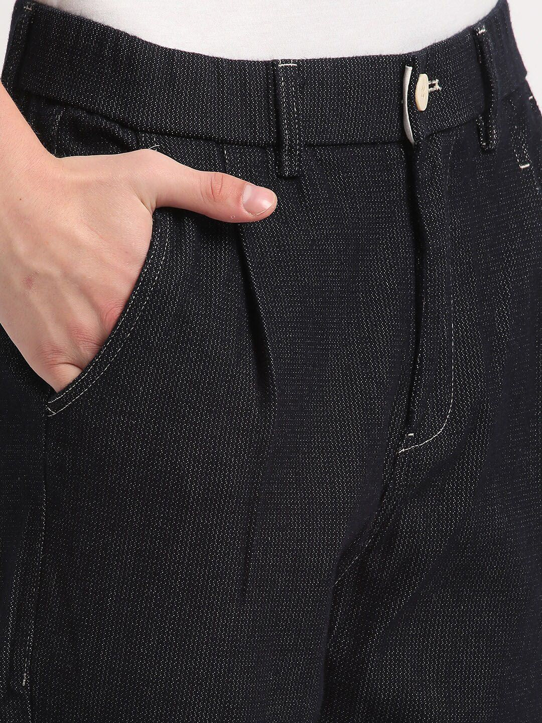 THE BEAR HOUSE Men Blue Relaxed Loose Fit Cotton Denim Trousers