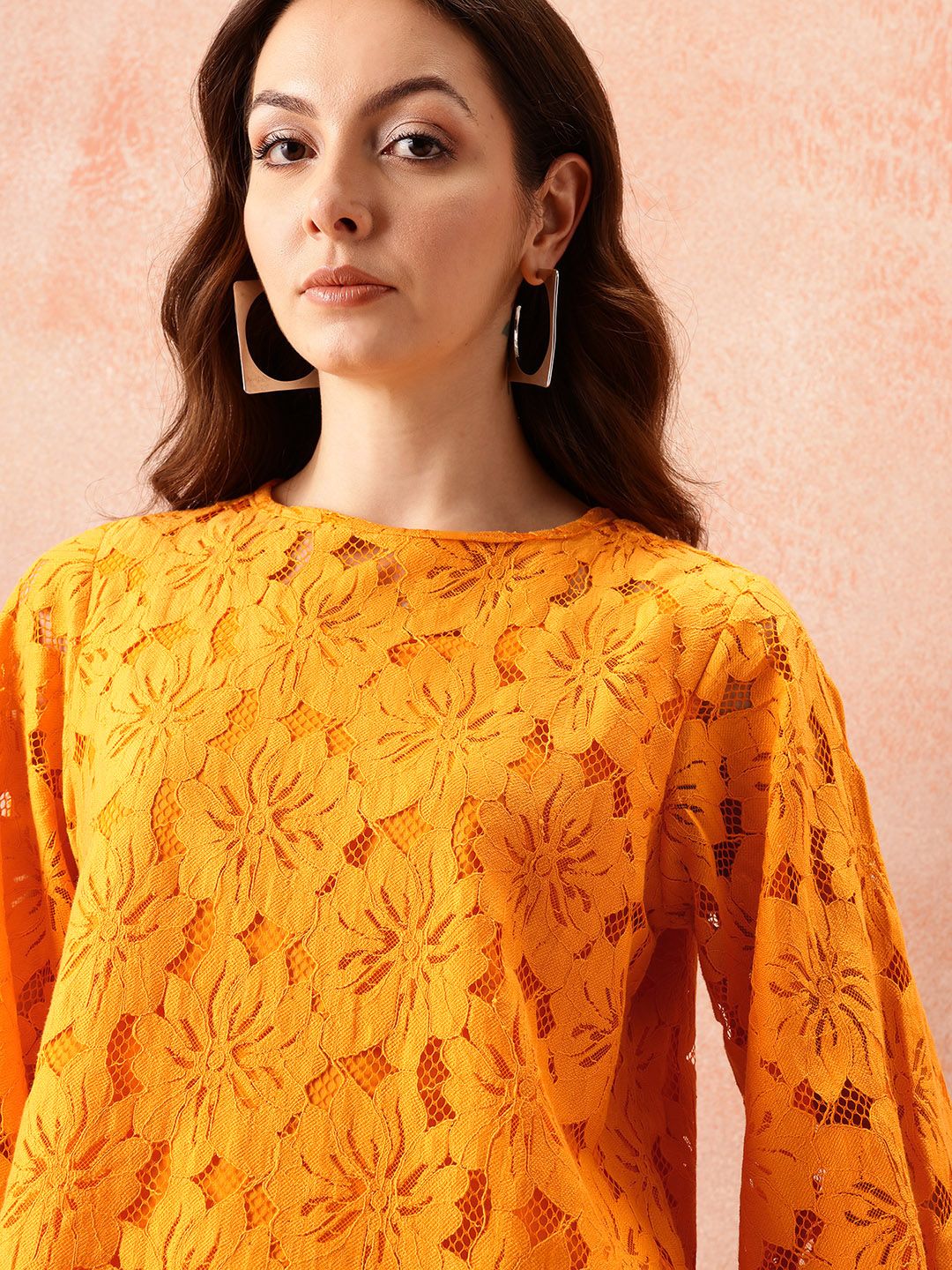 all about you Self Design Puff Sleeve Top