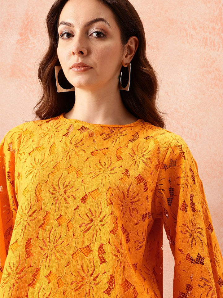all about you Self Design Puff Sleeve Top